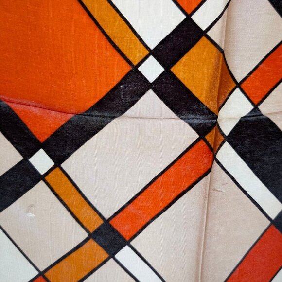 V. Red-Orange Satin Acetate Scarf - Picture 7 of 7